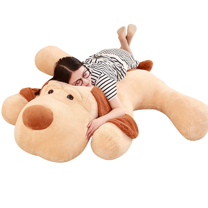 

Dorimtrader 150cm Large Cute Lying Animal Dog Plush Toy 59inches Giant Stuffed Cartoon Dogs Pillow Doll Baby Lover Gift DY61632