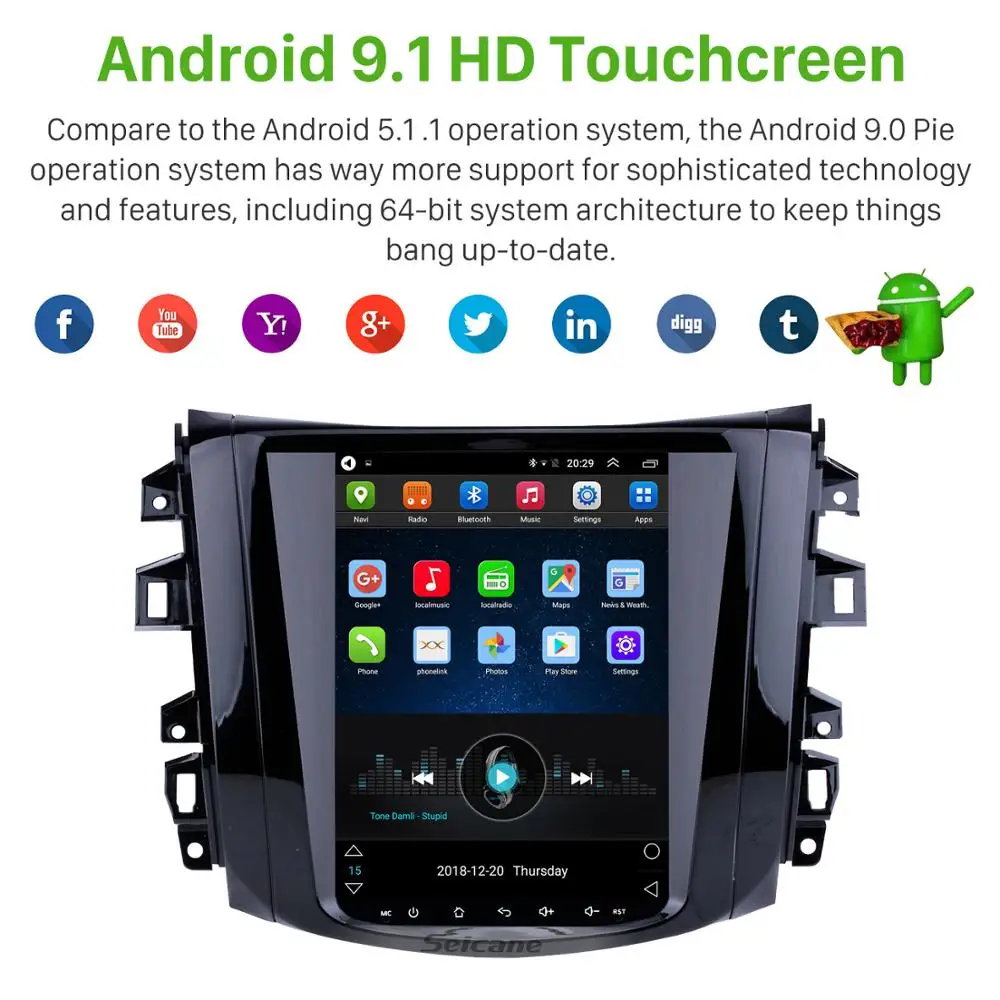 Seicane 9," Android 9,1 Автомагнитола для Nissan NAVARA Terra с gps Navi системой Зеркало Ссылка wifi Поддержка 3g OBD2 DVR SWC