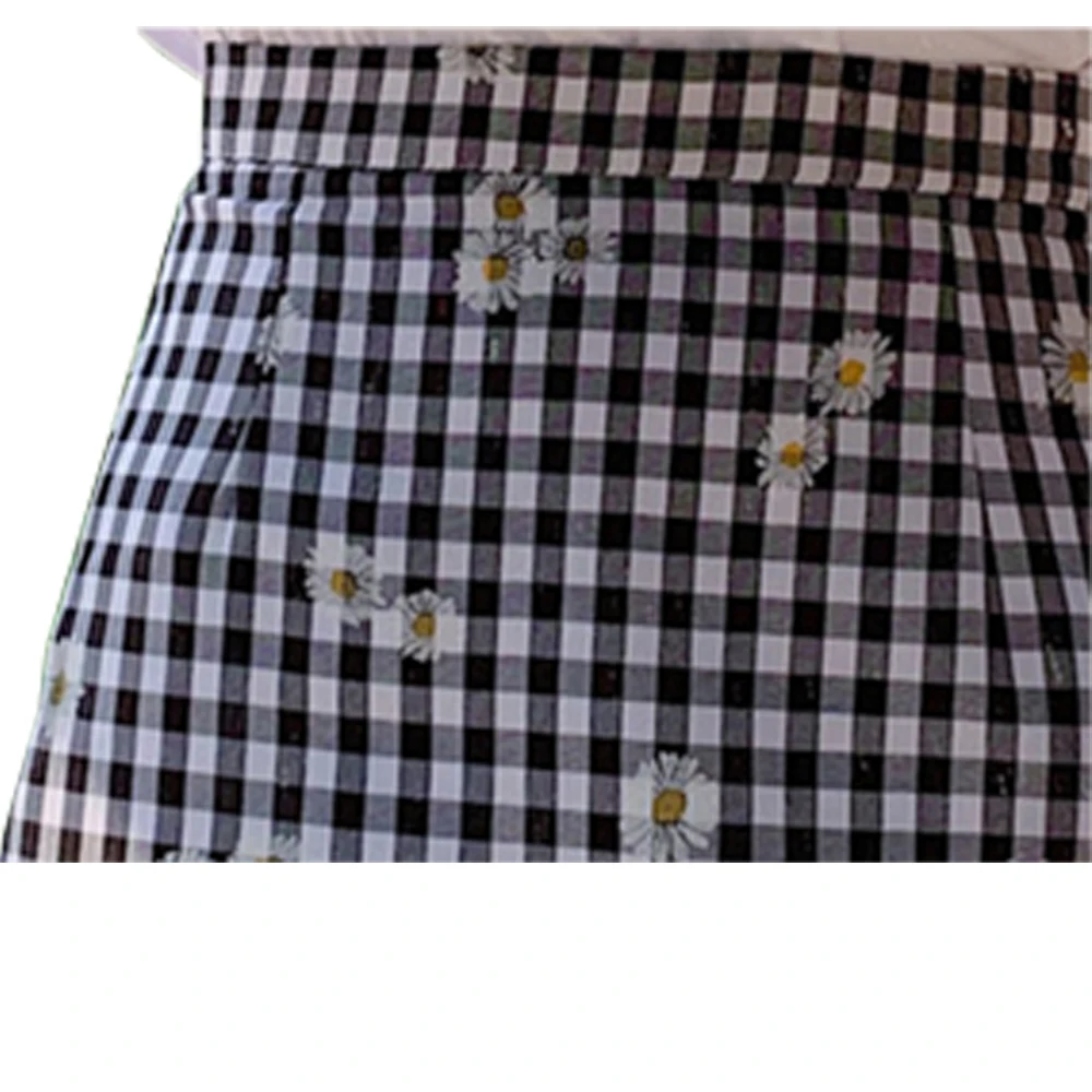

Skirt Faldas High Waist Kawaii Jupe Mini Women's Femme Korean Fashion Summer Dress Vetement 2021 Lattice Printing Little Daisy