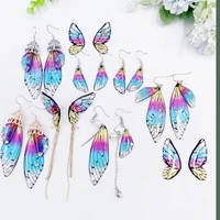 multiple neon rainbow gradient butterfly drop dangle earrings for women fantasy sequins rhinestone cicada wings earrings 2021