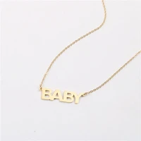 high end stainless steel jewelry letters baby pendant necklace for women