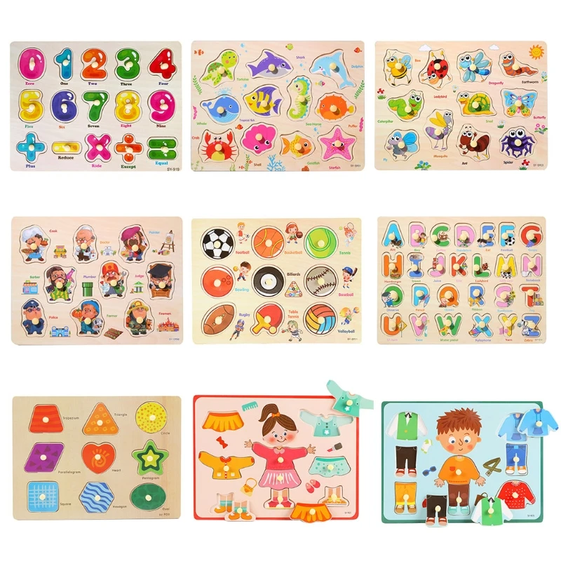 

Обучающая деревянная головоломка Монтессори с животными и цифрами, подарок для детей старше 3 лет, деревянная головоломка