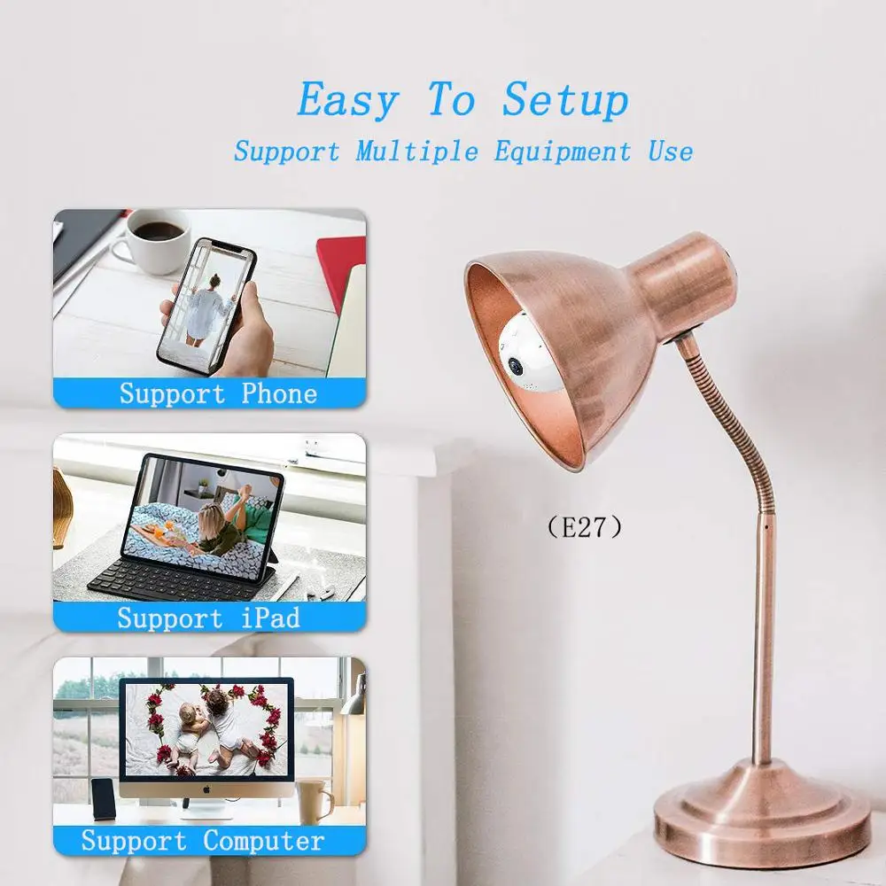 RUSFEIDA 2K 3MP умный светильник лампочка Камера Беспроводной безопасности Wi Fi 360 для