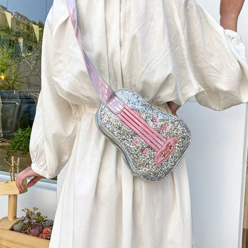 

Women Ladies Fashion Guitar Shaped Crossbody PU Leather Shoulder Bag Tote Purse Messenger Satchel