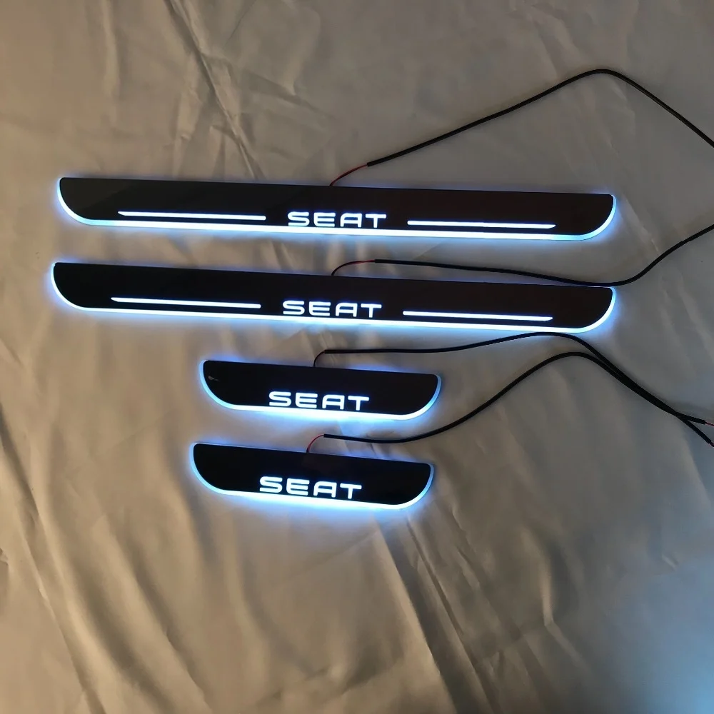 

Express delivery led door sill plate strip welcome light threshold guard protectors for Seat leon