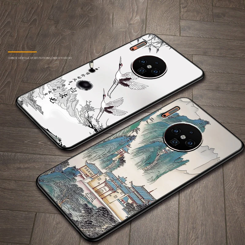 Рельефный Винтажный чехол в Восточном китайском и японском стиле для Huawei mate 30 Pro с