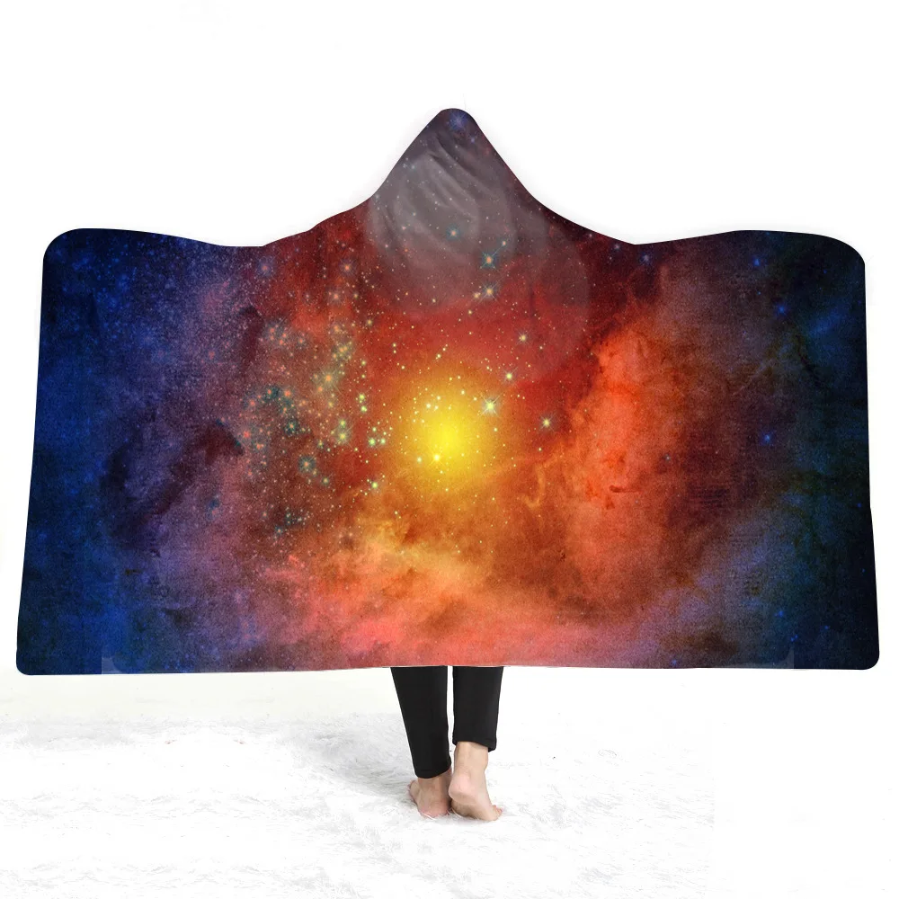 Новое поступление Vortex Space Galaxy 3D набивное Флисовое одеяло с капюшоном зимнее теплое Коралловое Флисовое одеяло s для детей и взрослых