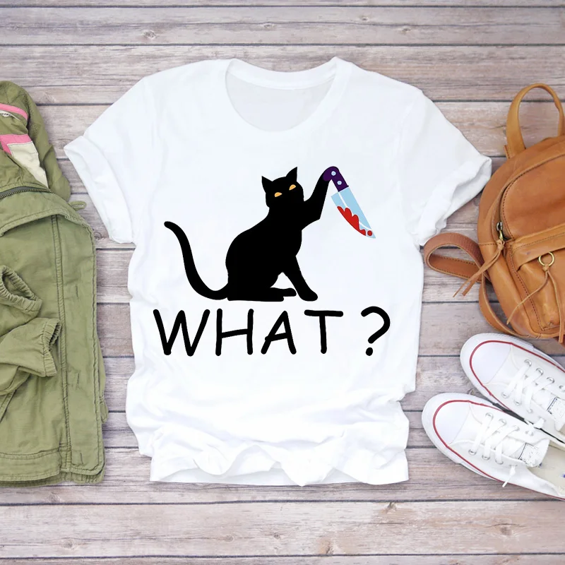 Женские футболки с мультяшным котом в стиле 90 х животными женские принтом на