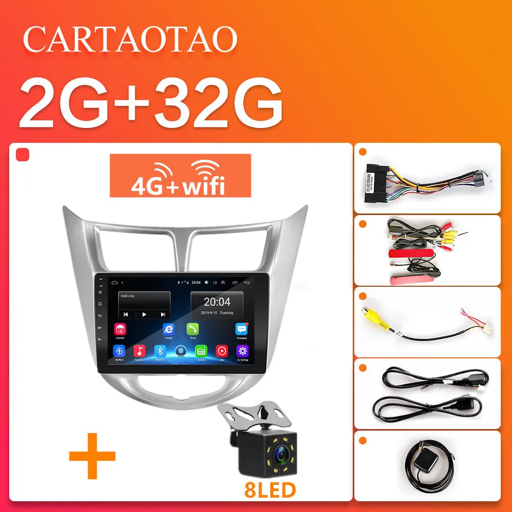 2G-8LED (4G-SIM) Автомобильная магнитола для hyundai Solaris Verna 2Din Android 8,1 GO Автомобильная навигационная магнитола стерео видео Мультимедиа поддерживает 4G wifi SIM плеер - Цвет: 2G-8LED (4G-SIM)