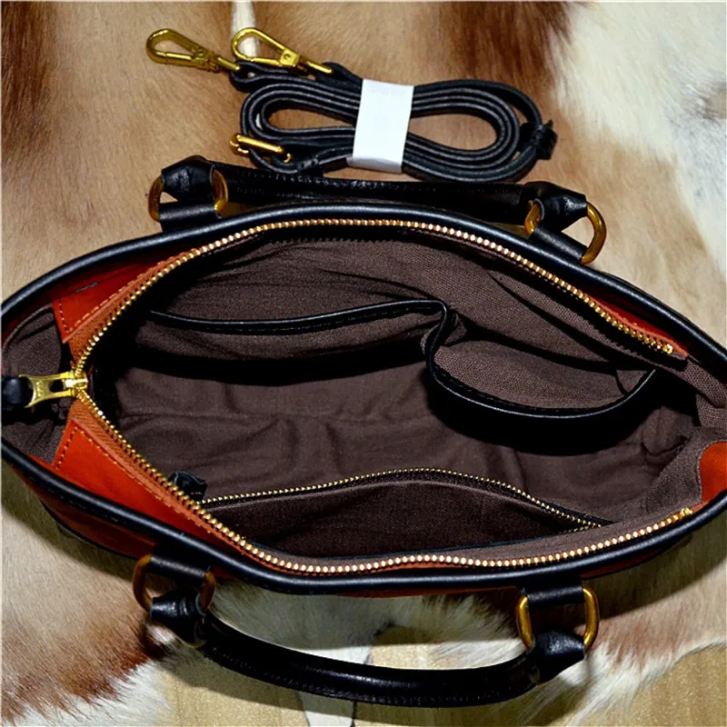 Настоящая коровья кожа женская сумка на одно плечо молнии натуральная OL Женский