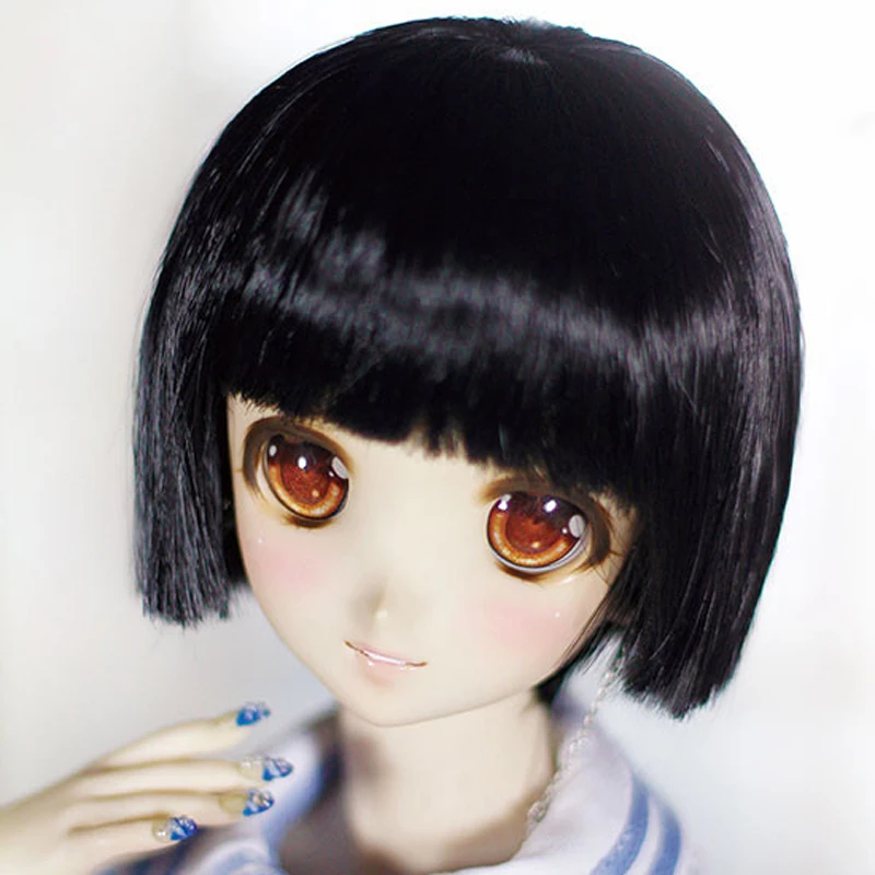 1/3 1/4 1/6 1/8 Bjd SD парик короткие черные волосы высокая температура провод BJD для кукла