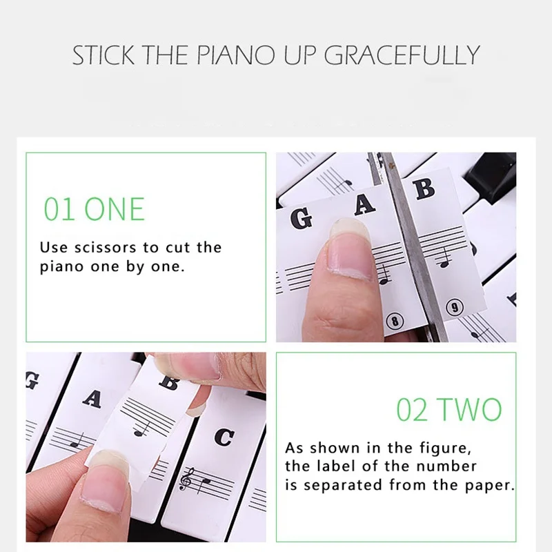 37/49/54/61/88 Key Piano Sticker Keyboard Removable Electronic For Kids Beginners Practice |