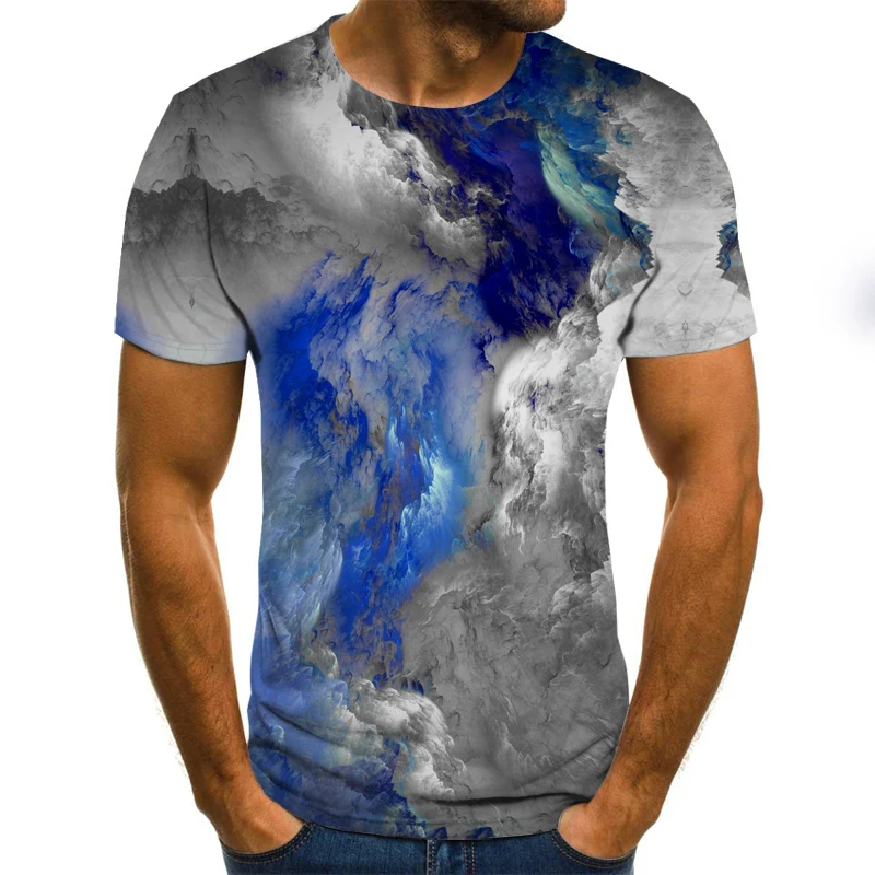 

Creative smoke graphic T-shirt ink style casual men's T-shirt 3D printed tops summer round neck shirt plus size streetwear