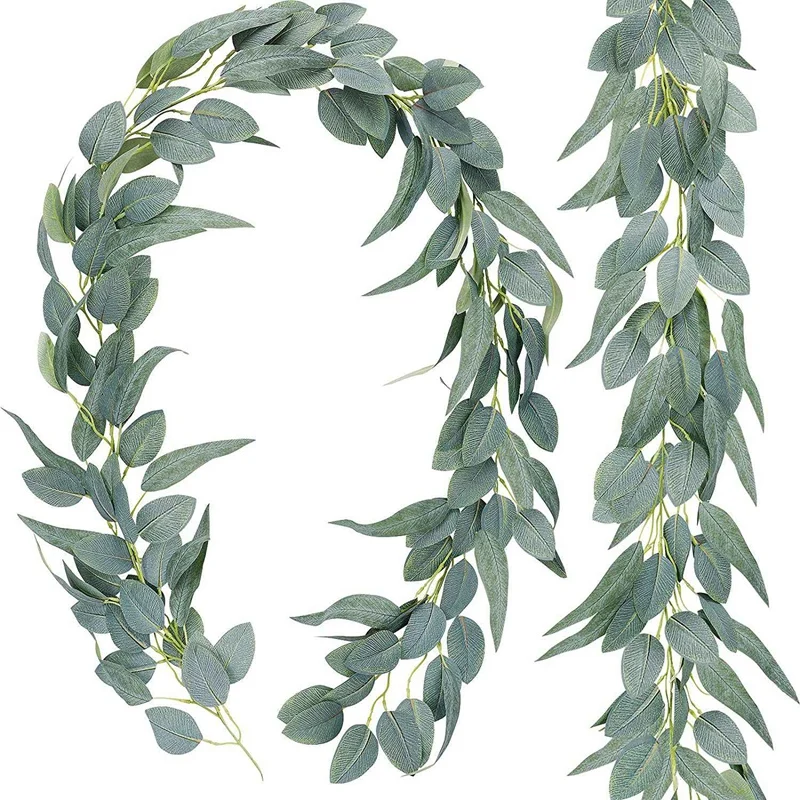 

2 Pack Artificial Eucalyptus Garland Eucalyptus Vine, Composed of 2 Types of Eucalyptus Leaves, Artificial Greenery