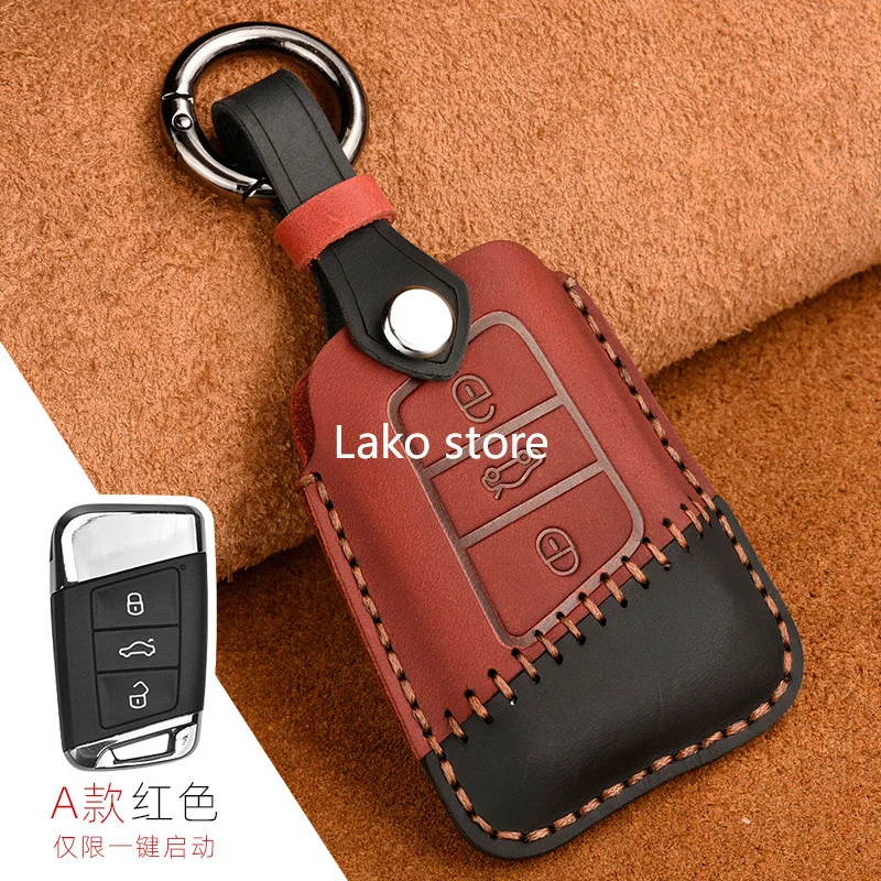 

Reliable Leather Car Key Cover Case For VOLKSWAGEN VW Magotan B8 Tiguan L Passat Sagitar Lavida Bora Tharu Key Case For Car