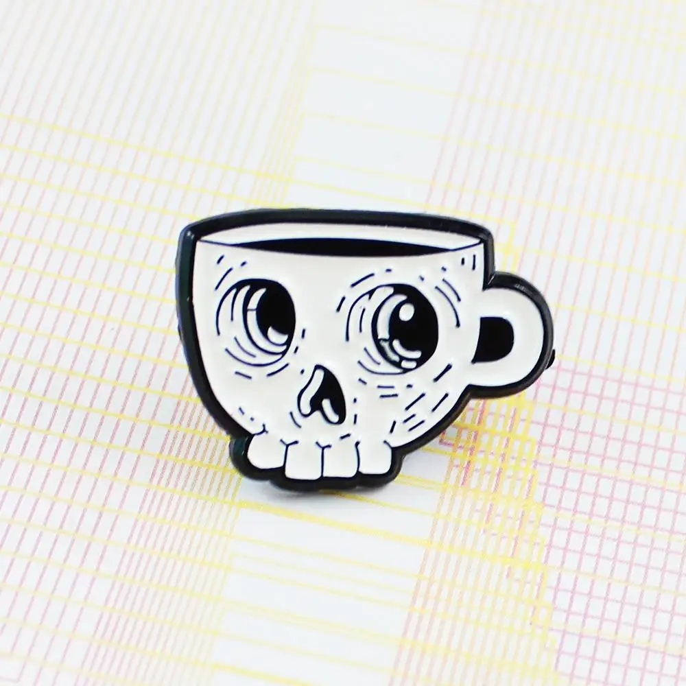 Креативное вдохновение интересный белый череп кубок брошь Зубы Форма мультфильм