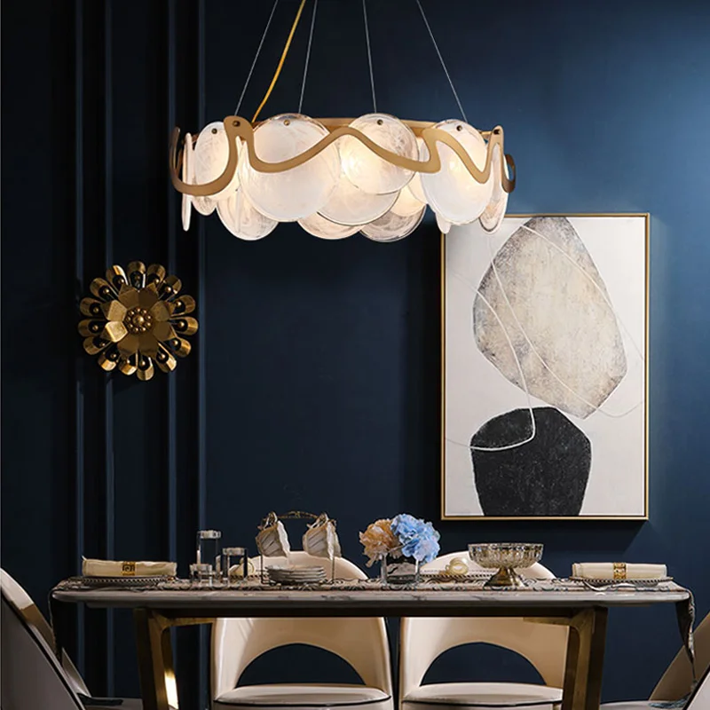 Скандинавская светодиодная люстра комнатный Золотой светильник в гостиную