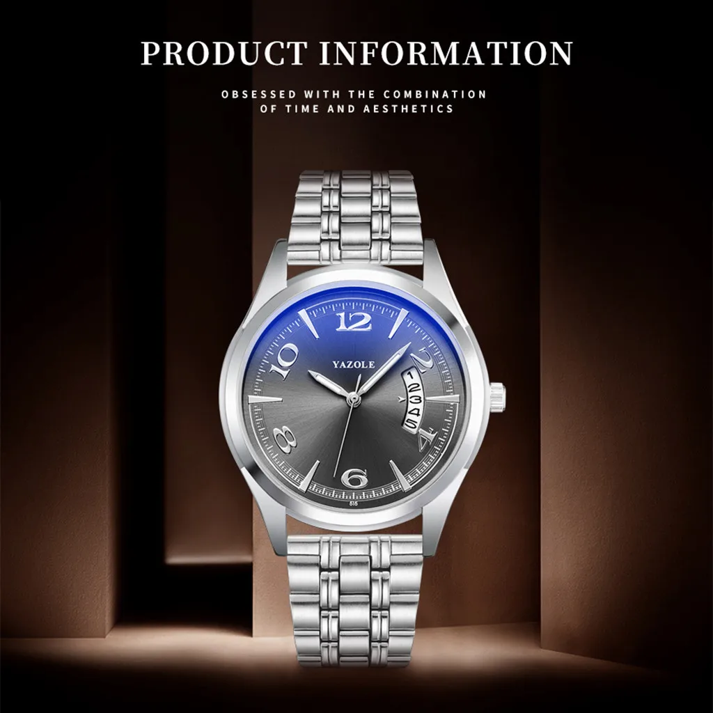 Мужские кварцевые часы Топ бренд класса люкс Известный ремешок из нержавеющей