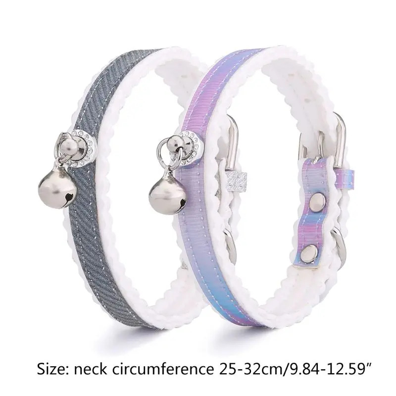 

Gradient Diamond Bell Pet Collar Dog Collar for Dogs Easy Wear Adjustable Safe