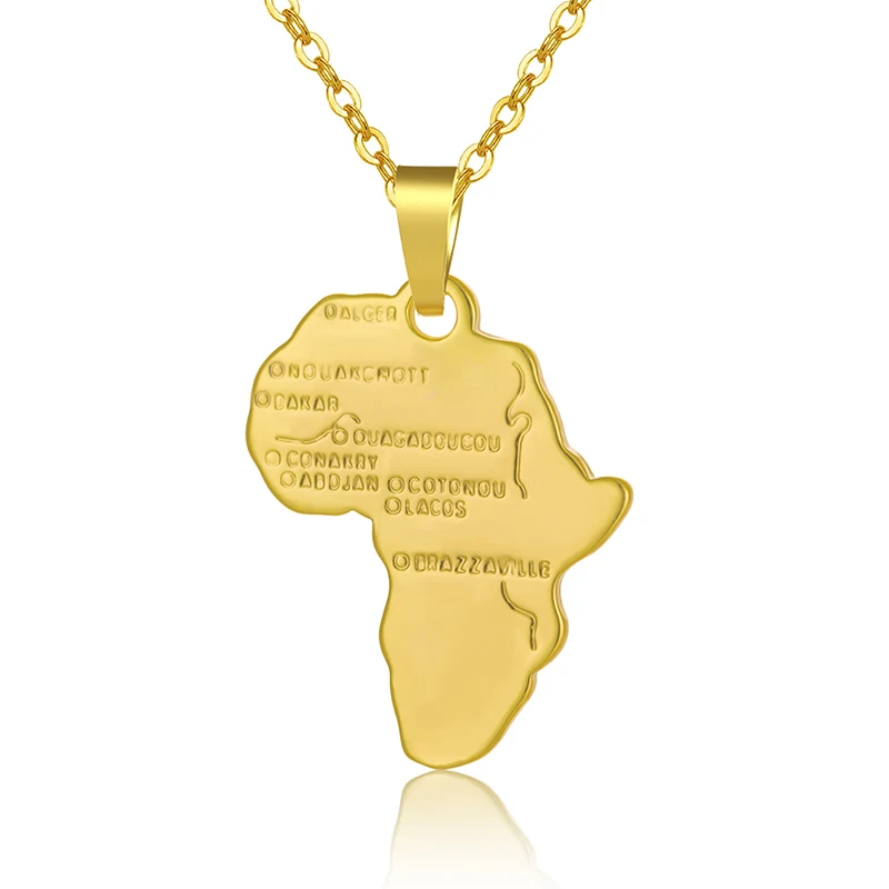 

Africa Map Pendant Necklace For Women/Men Silver/Gold Color Ethiopian Jewelry African Maps Hiphop Gift Dropshipping