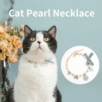 luxury cat collar imitation pearl necklace crystal pet collar wedding neck chain for female cats pets jewelry dog accessories