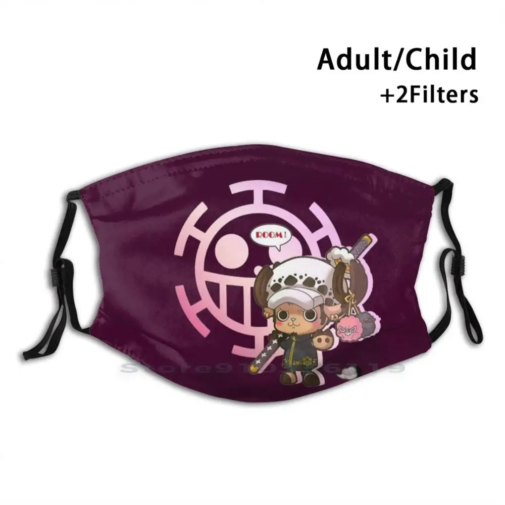 

Tony Tony Chopper Trafalgar Law Cosplay Print Reusable Pm2.5 Filter DIY Mouth Mask Kids Trafalgar D Water Law Chopper Tony Tony
