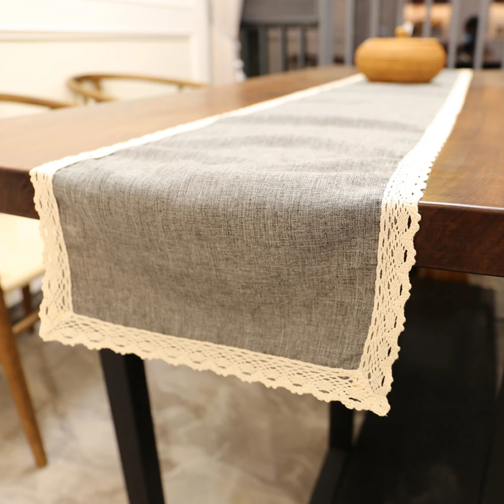 

30x250CM Table Runner Burlap Lace Jute TV Cabinet Table Runners Rustic Hessian Imitation Linen Wedding Party Home Decoration