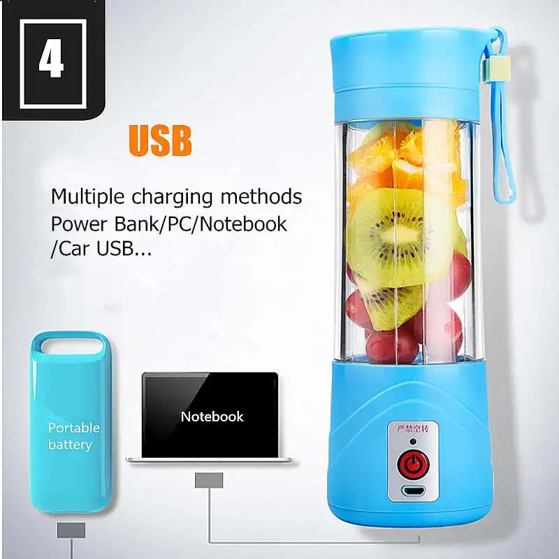 

Portable Blender USB Mixer Electric Juicer Machine Smoothie Blender Mini Food Processor Personal Blenders Bottle Juice Cup
