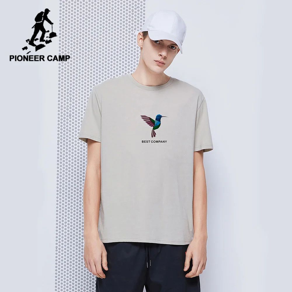 Мужская футболка с принтом Pioneer Camp ADT0208072H белая или цвета хаки простая Базовая из