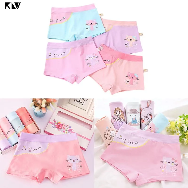 Calzoncillos b&oacute;xer de algod&oacute;n para ni&ntilde;os y ni&ntilde;as, ropa interior con estampado de gato y dibujos animados, de 2 a 12 a&ntilde;os-0