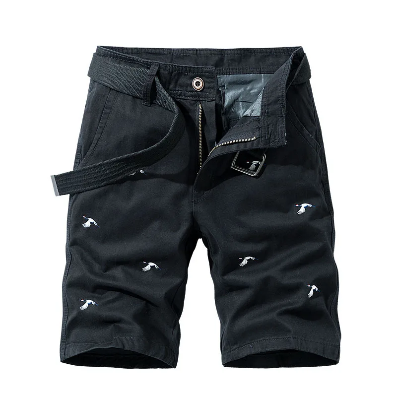 

Cargo Shorts Men Cotton Embroidery Bermuda Male New 2022 Summer Men's Military Zipper Pants Male Baggy Tactical Shorts