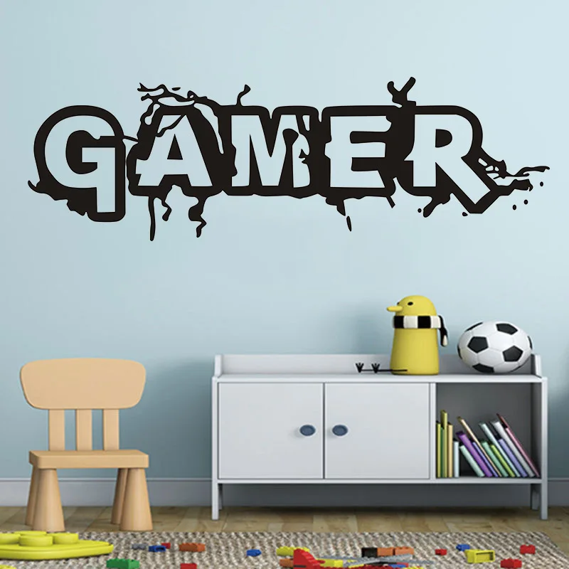 

Creative Gamer crack wall sticker for kids Room Bedroom Background Decorative Painting Paper poster Removable Carved Stickers