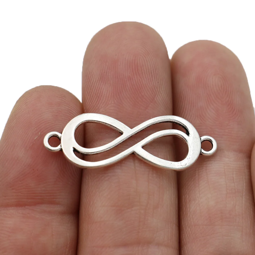 

30ps Antique Silver Plated Infinity Charm Connectors for Jewelry Making Bracelet Findings Accessories DIY Craft 34X11mm