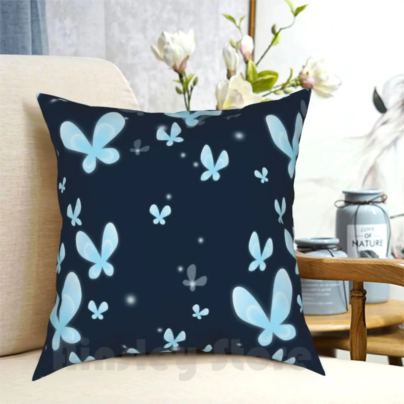 

Butterflies Pattern Pillow Case Printed Home Soft Throw Pillow Hollow Knight Video Game Insect Game Geek Nature Dark