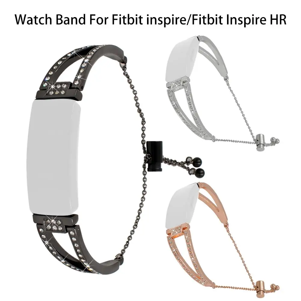 Металлический ремешок со стразами из нержавеющей стали для Fitbit Inspire HR