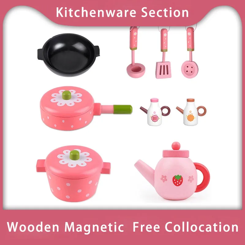

Toy Woo Wood Kitchen Toy for Kids Classic Toys Pretend Play Kids Kitchen Toy Set Wood Cooking Assembly Unisex For 2-6 Years Old