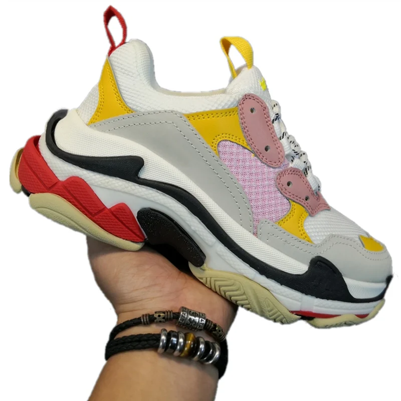 

2020 Triple S Black shoes Women Dad Clear Sole White Trainers Fashion Neon Green Sneakers