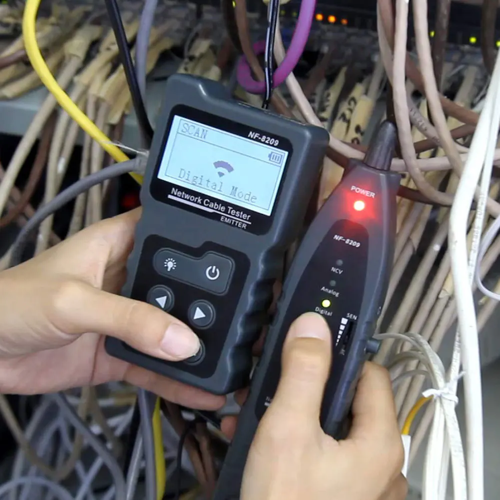 

LCD Network Cable Tester Wire Tracker PoE Checker NF-8209 Digital Inline PoE Voltage and Current Tester with Cable Tester