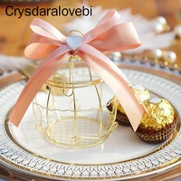 mini metal gold vintage retro bird cage candy boxes baby shower favor gift box for guests party birthday souvenir