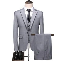 2020 autumn new solid color mens single row one buckle suit three pieces business casual fashion korean slim groom