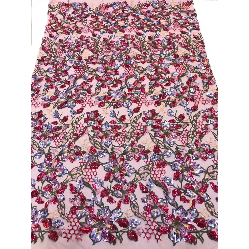 

Lace Fabric For Dresses High Quality Colorful Flowers Embroidery Tulle Fabrics Polyester For Wedding Party Dresses 5 Yards
