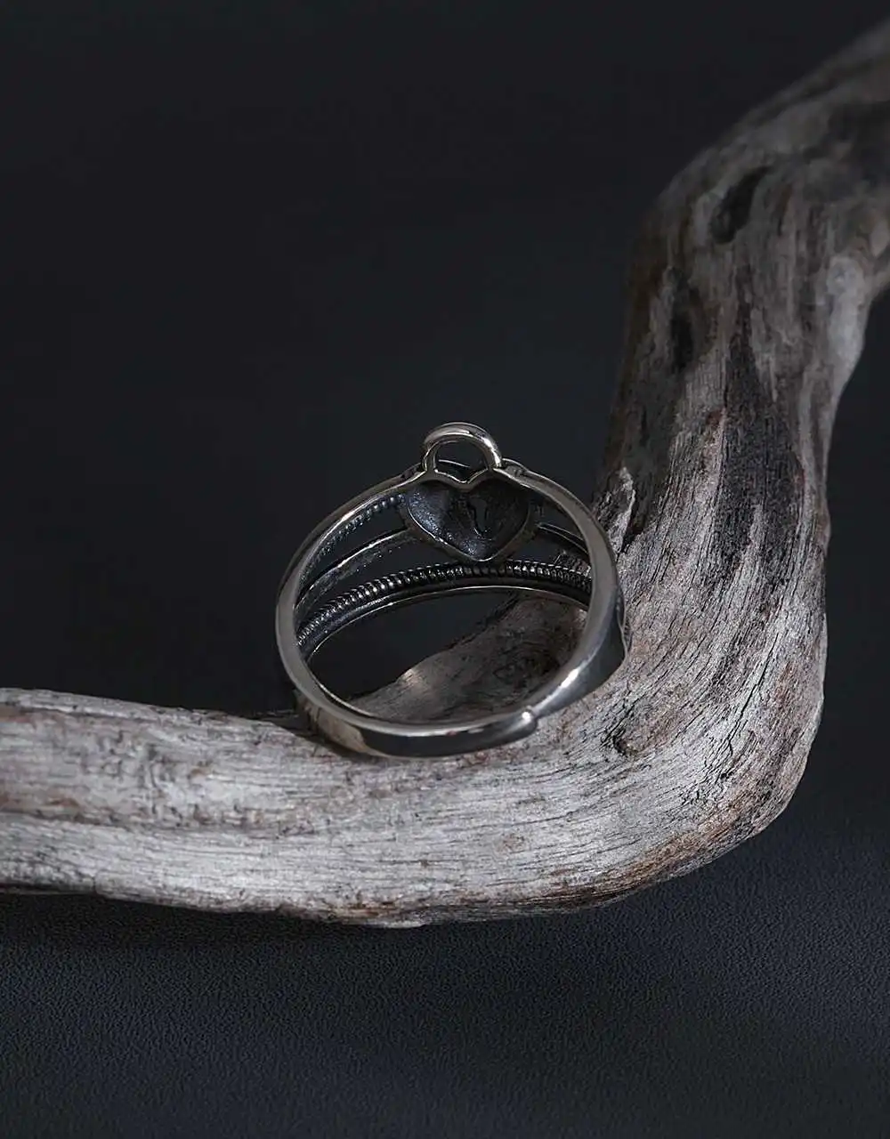 

925 Sterling Silver for Women Ring Fashion Simple Double Heart Shape Ring Adjustable Size Ring Thai Silver Jewelry