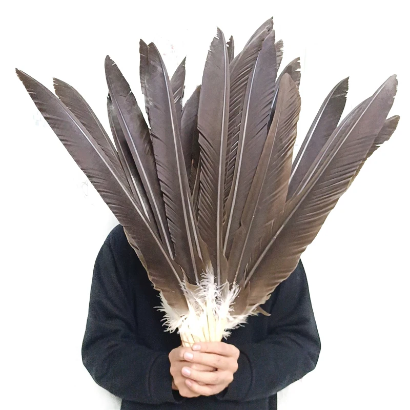 

10Pcs/Lot Natural Eagle Feathers for Crafts 40-60cm/16-24" Black Big Birds Feather Party Accessories Carnival Holiday Decoration