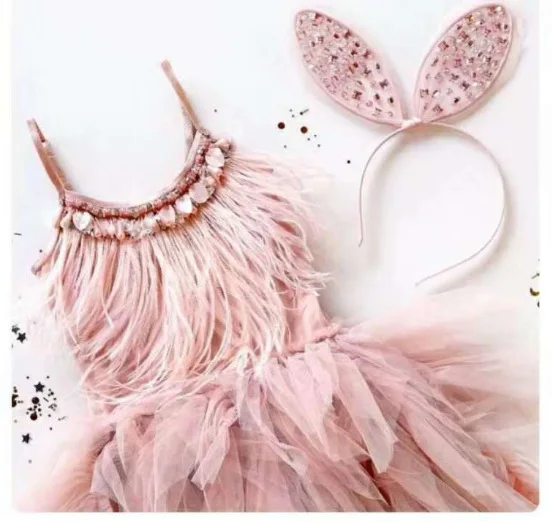 Модное детское платье с перьями и кисточками для девочек от 2 до 10 лет принцессы