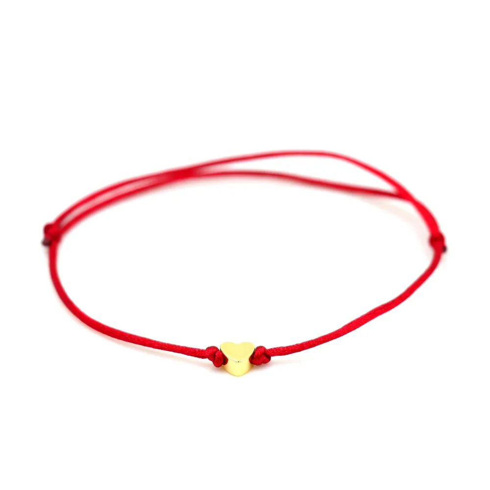 Dark red heart Золотой Цвет Медь Сердце Звезда Корона простой Красная Нить струнный браслет для женщин мужчин ювелирные изделия ручной работы - Окраска металла: Dark red heart