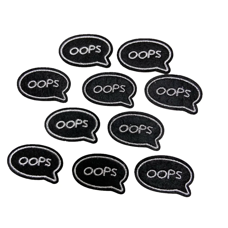 Новинка 10 шт. Серебряный Упс вышитые патчи железные на буквы значок заплаты