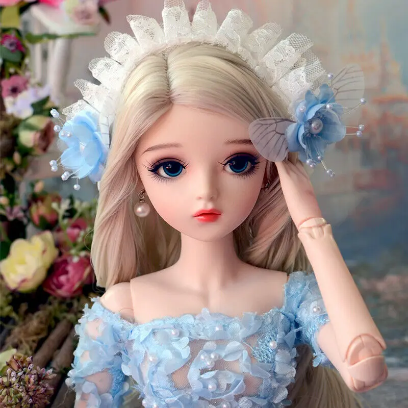 

60cm 1/3 BJD Doll Girl Princess Gifts Doll with Free Changeable Blue Eyes Face Makeup Dress Clothes Full Set Outfit Gifts