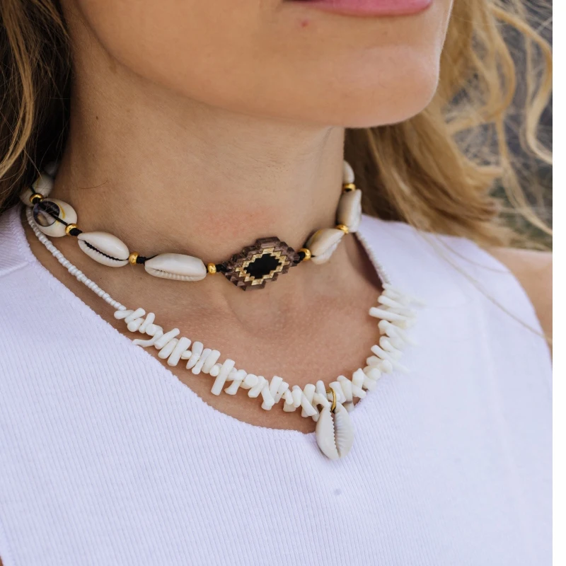 Модные женские богемные летние ожерелья для девочек белые коралловые бусы из