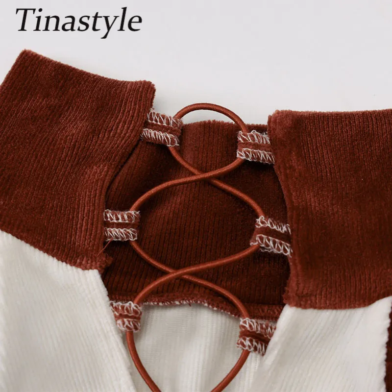 

Tinastyle Velvet Patchwork Sexy Jumpsuit Women Sleeveless Bodycon Bandage One Piece Outfit Women Playsuit Combinaison Femme