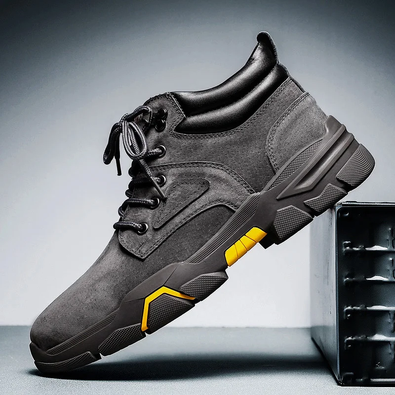 Модные мужские ботинки с густым мехом противоскользящие для альпинизма зимние